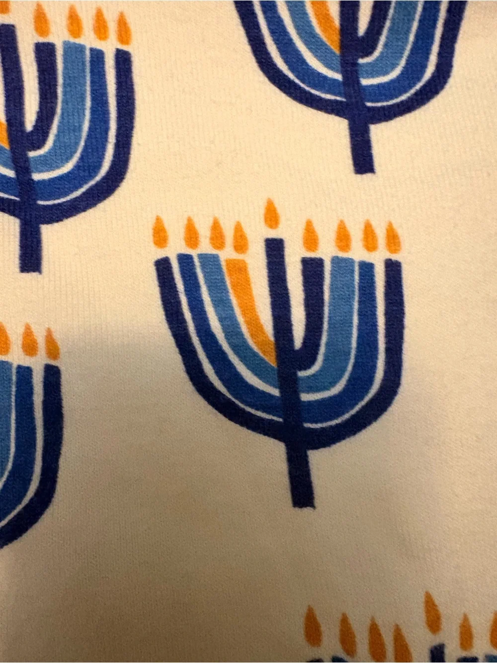Hanna Andersson Cream Pajama Set with Blue and Yellow Menorah Print